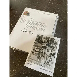 Autographed Signed Football Photo 4x6 Jerry Rice 49ers w/ Letter of Authenticity
